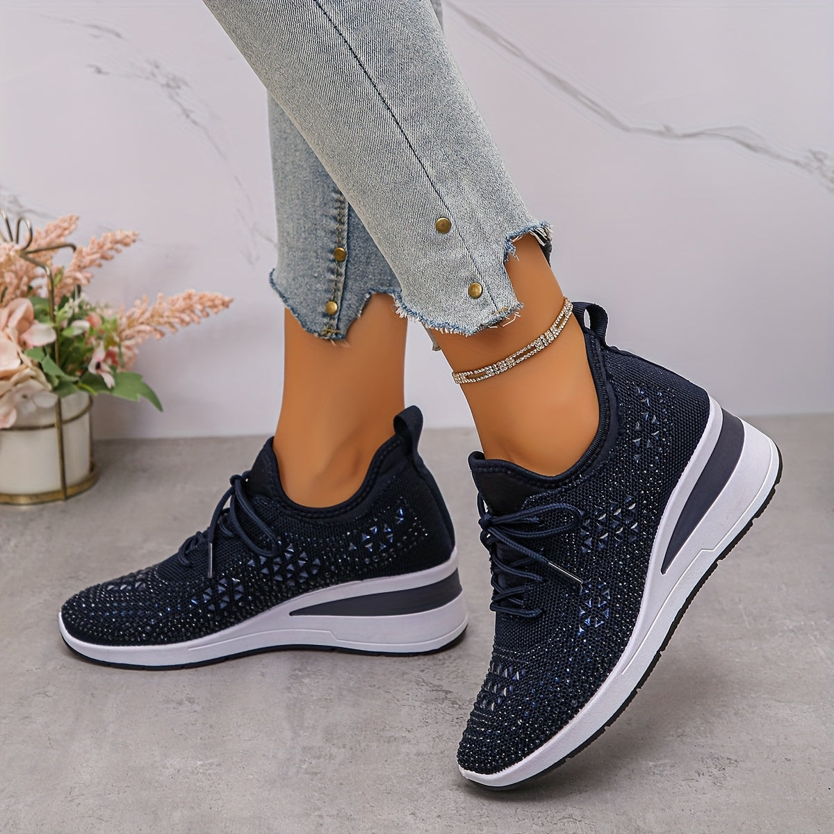 Ahya | Elegante Sneakers mit Strasssteinen