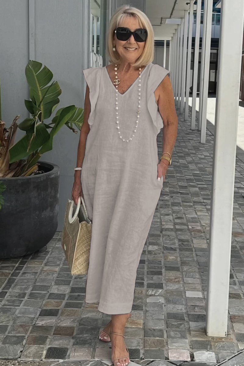 Emelia | bequemes Leinenkleid, lässiger Look mit weitem Arm.