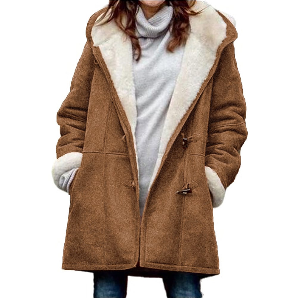 Sarinna | Damenmantel mit Kapuze und Samtdetails
