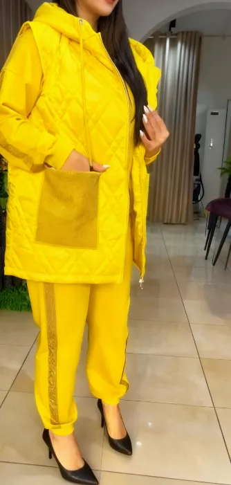 Melozie | Zweiteiliges Set mit Pailletten-Kapuzenweste