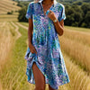 Beau | elegantes Vintage-Kleid mit Blattdruck
