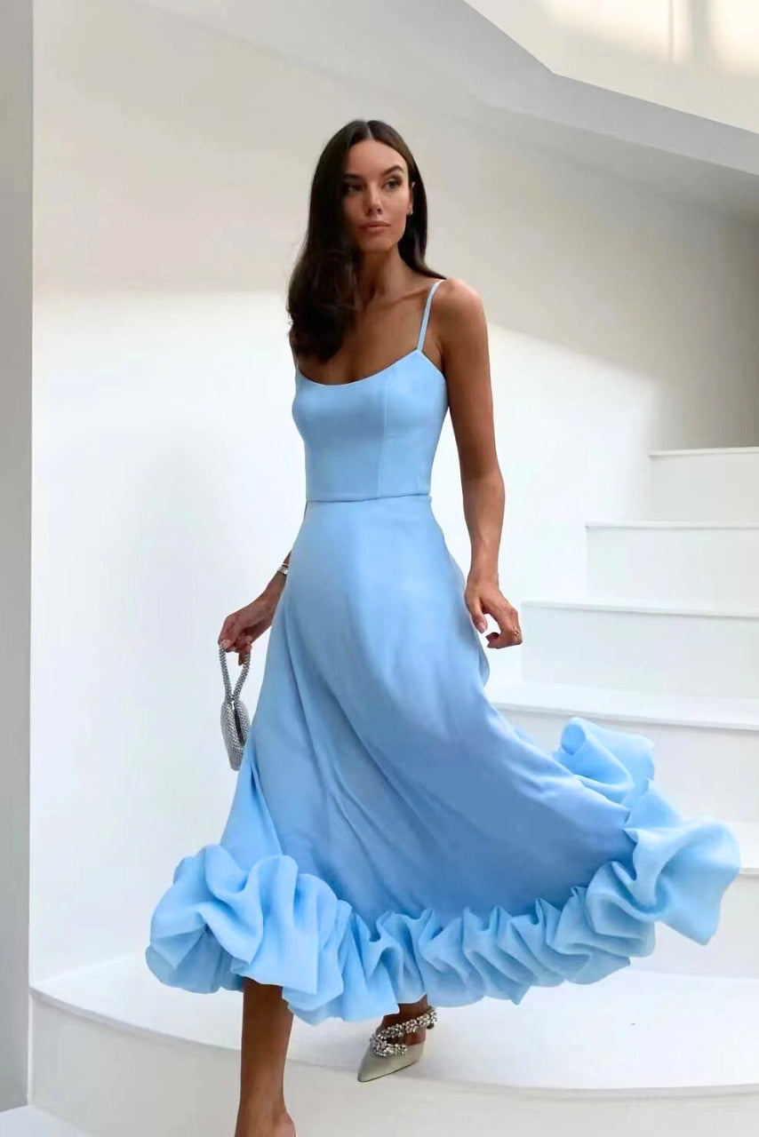 Aciel | Midi-Sonnenkleid mit voluminösem Rüschensaum