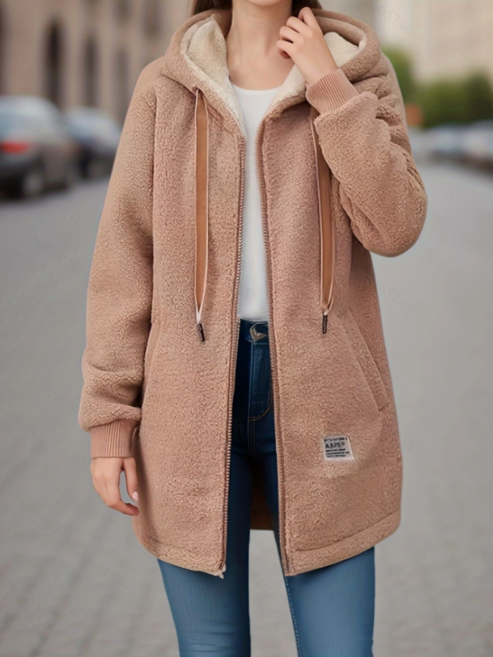 Samira™ | Kapuzenjacke aus Fleece mit Reißverschluss - Khaki / XS