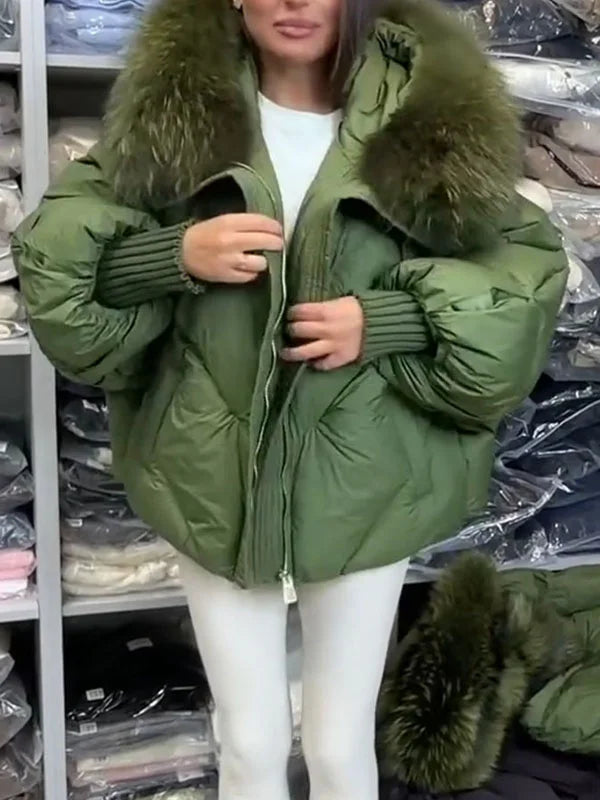 Gerla | Damen Kapuzenjacke aus Baumwolle mit Plüschbesatz