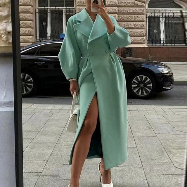 Zarly | Eleganter Wollmantel mit breitem Revers