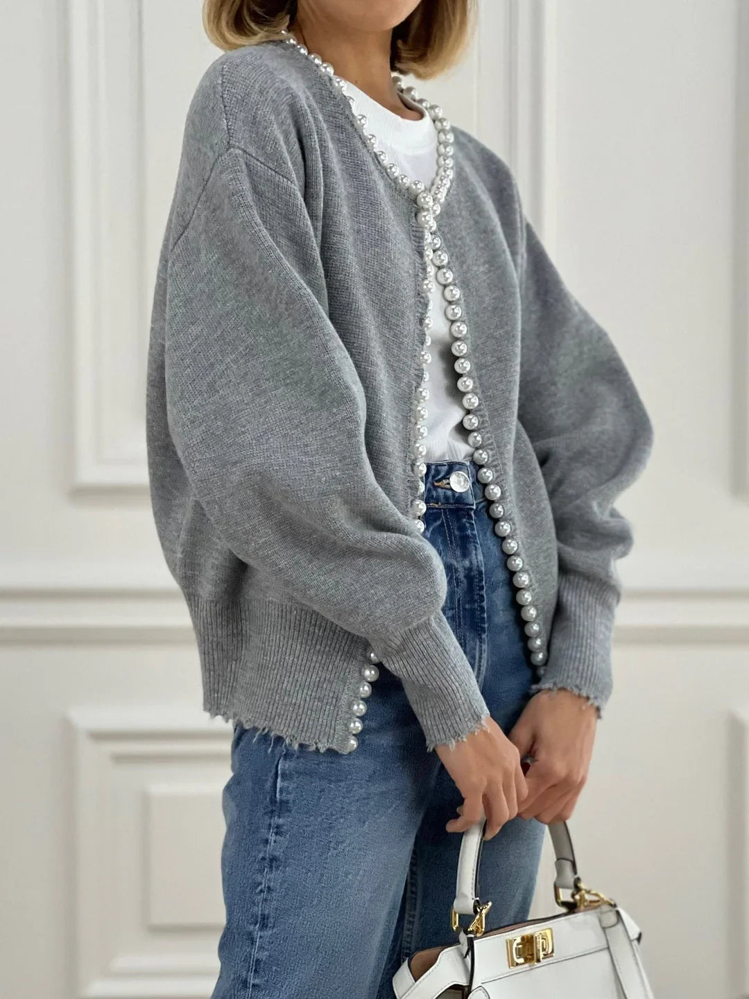Francesca | Strickjacke für Damen, elegant & mit Perlen