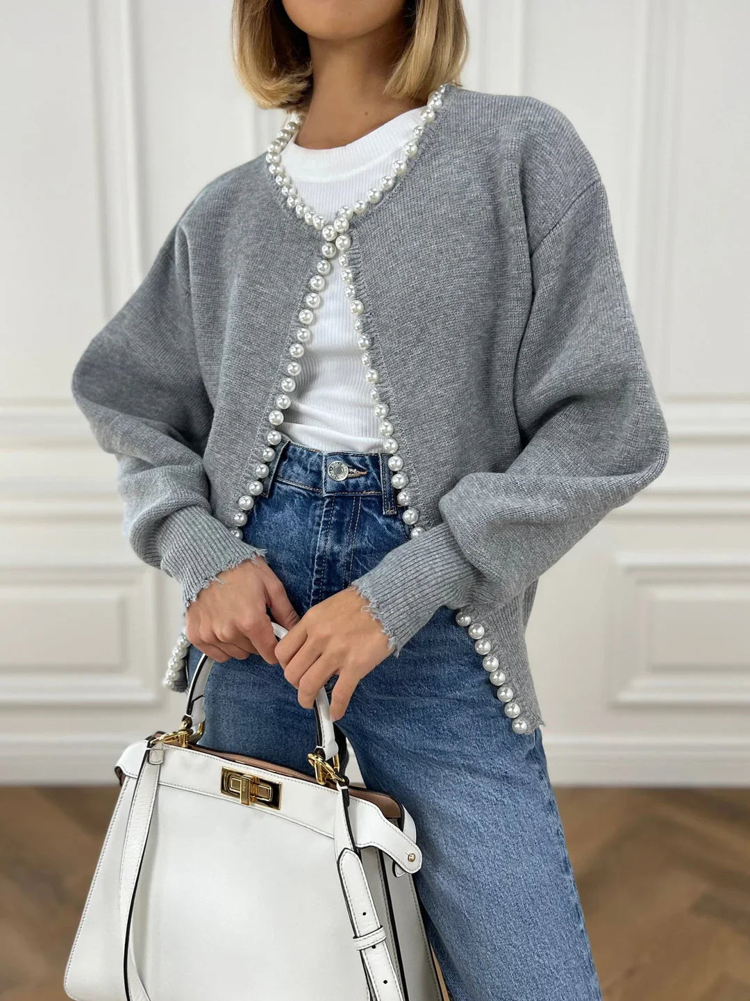 Francesca | Strickjacke für Damen, elegant & mit Perlen