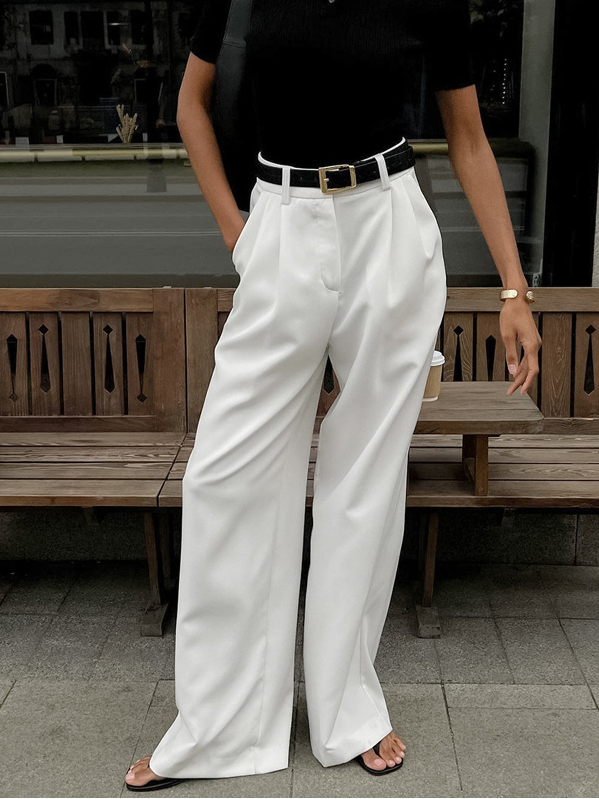 Cecilia | High-Waist Hose mit weitem Bein