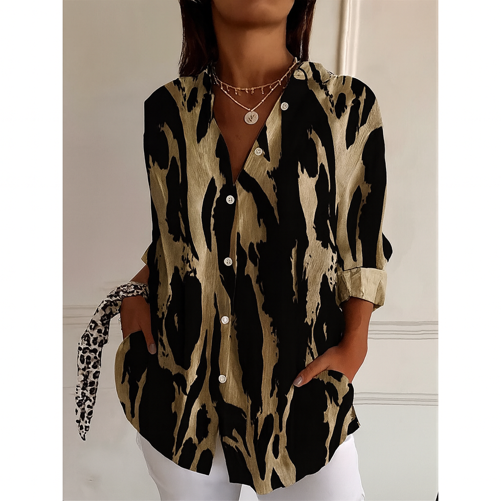 Flara | Bedruckte Bluse mit Stehkragen