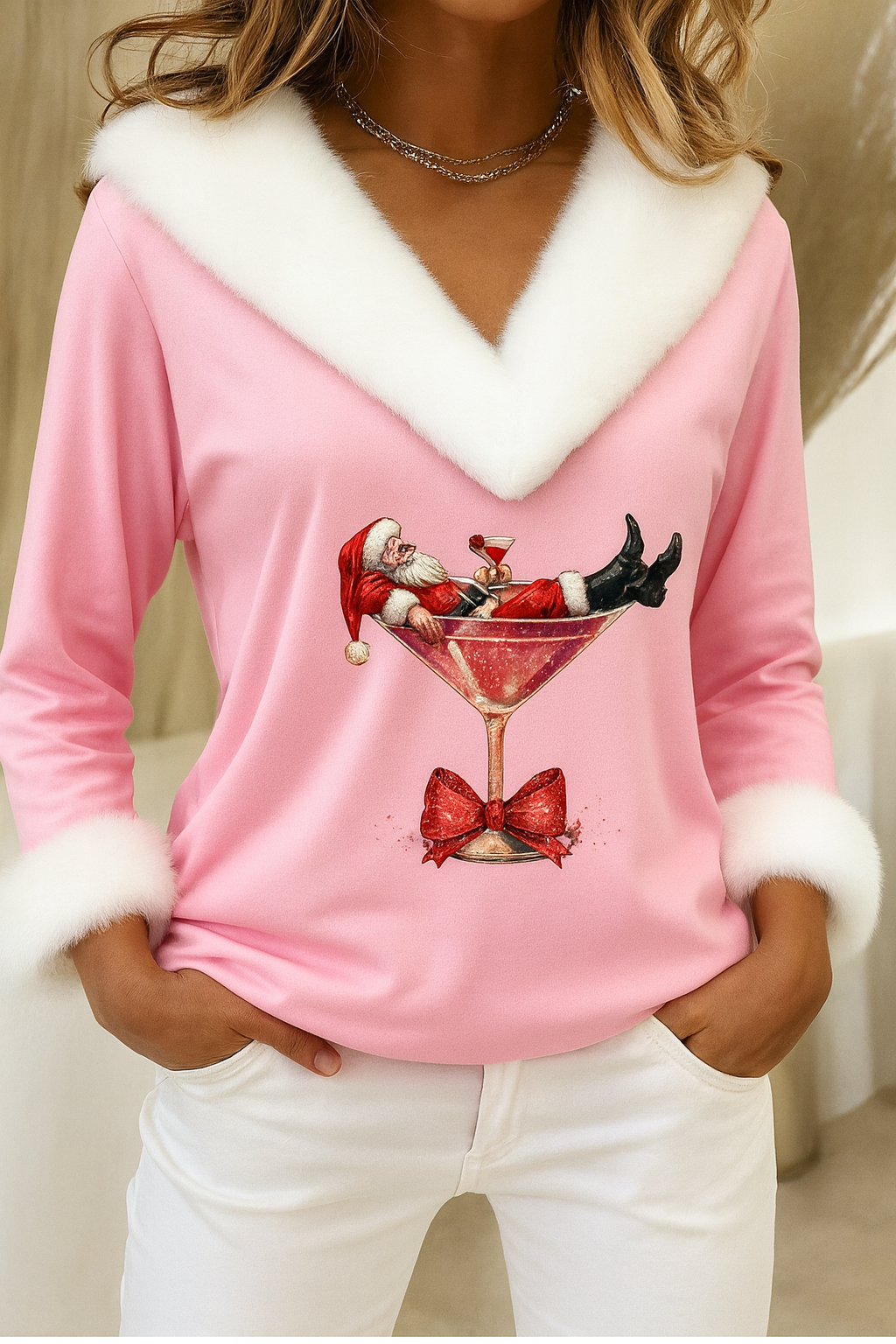 Qalia | Plüschpullover mit Weihnachtsmotiv