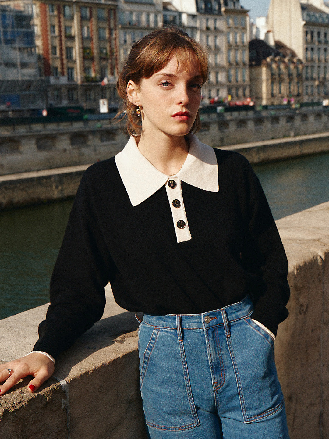 Pelina | Zeitloser Strickpullover mit elegantem Polo-Kragen