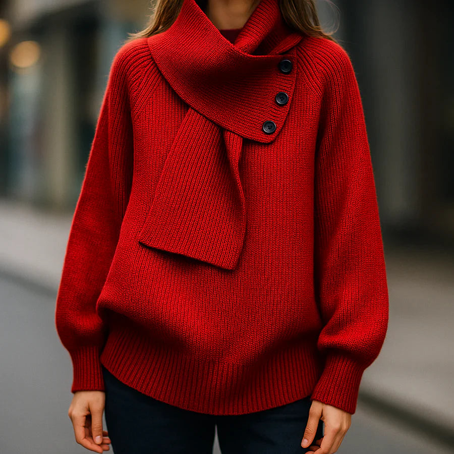 Jaliyah | Drapierte Schal-Kragenpullover