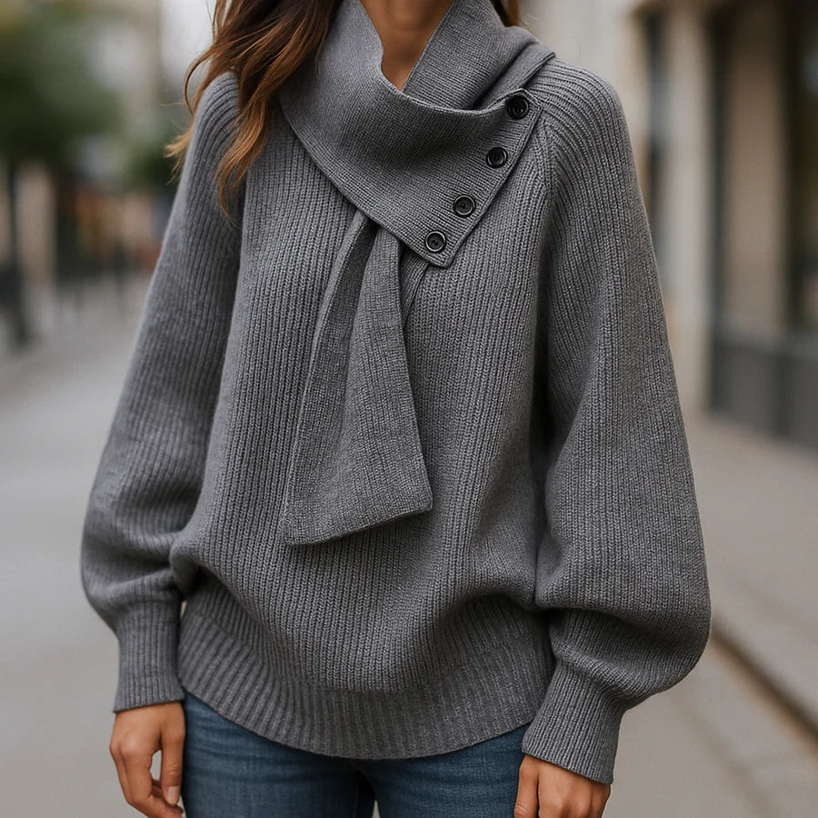 Jaliyah | Drapierte Schal-Kragenpullover