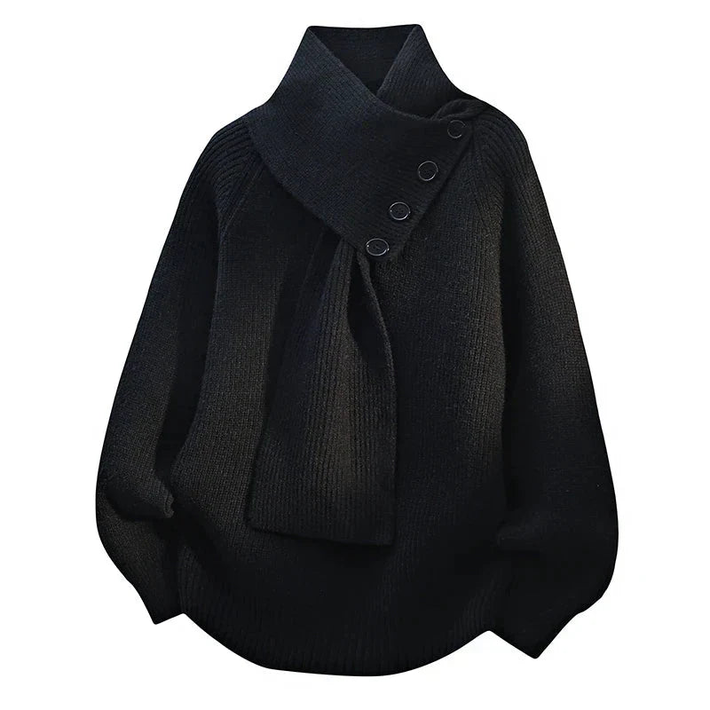 Jaliyah | Drapierte Schal-Kragenpullover