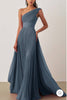 Jamie | Ein-Schulter-Falten-Ballkleid