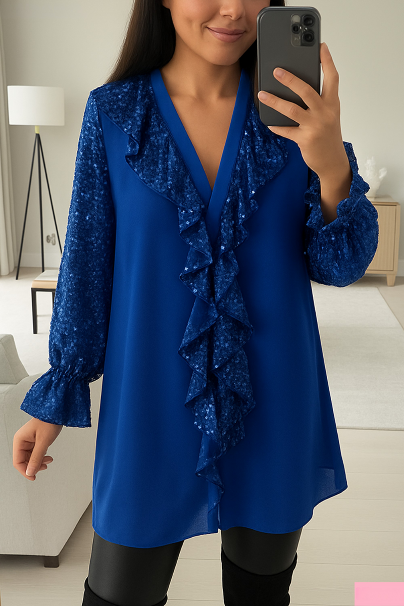 Aleah | Pailletten-Ärmel Bluse