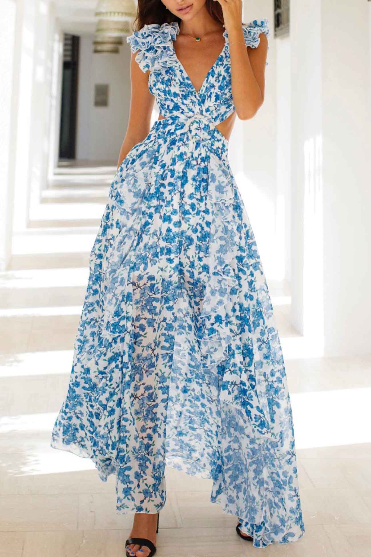 Annalise™ | Schickes Maxikleid mit verspielten Rüschen an den Säumen