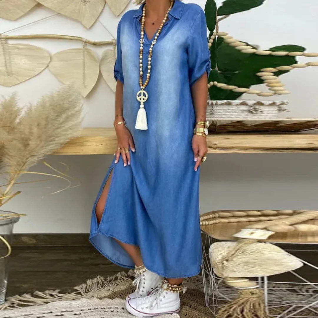 Allse | Maxi-Denim-Kleid mit Schlitz