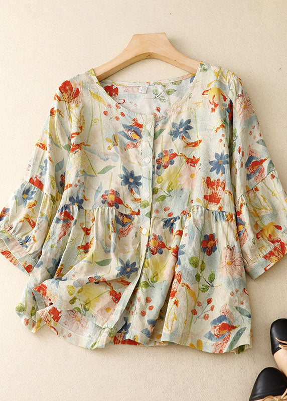 Tamia | Feminine Bluse mit floralen Akzenten und Naturstoffen