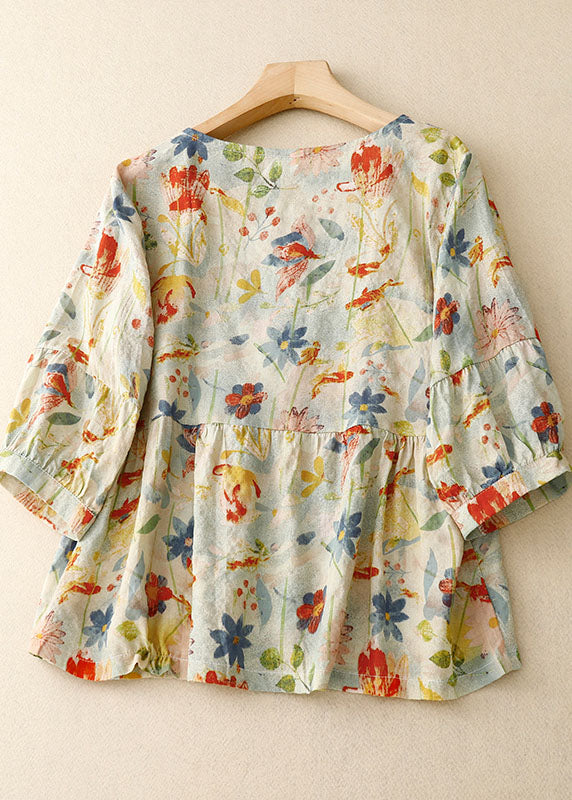Tamia | Feminine Bluse mit floralen Akzenten und Naturstoffen