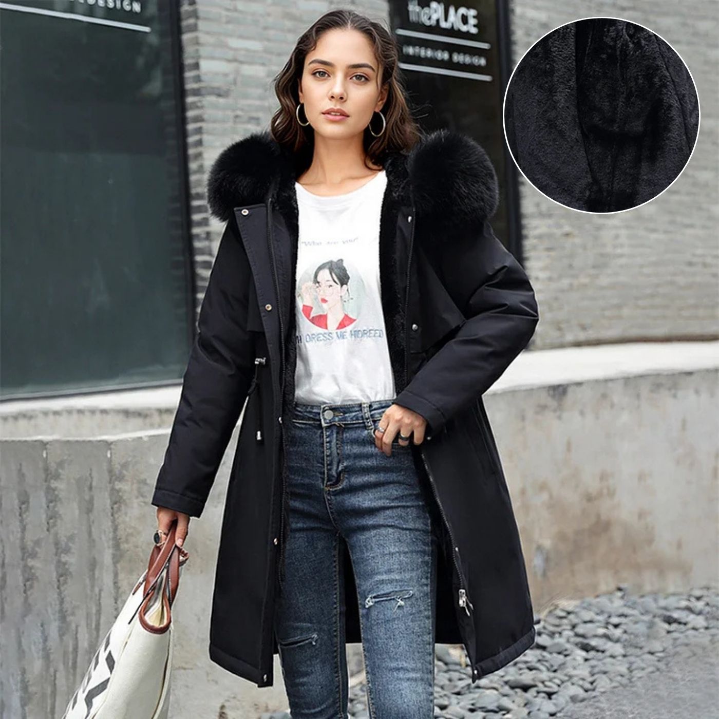 Gwen | Wintermantel mit Fellkapuze und Komfort