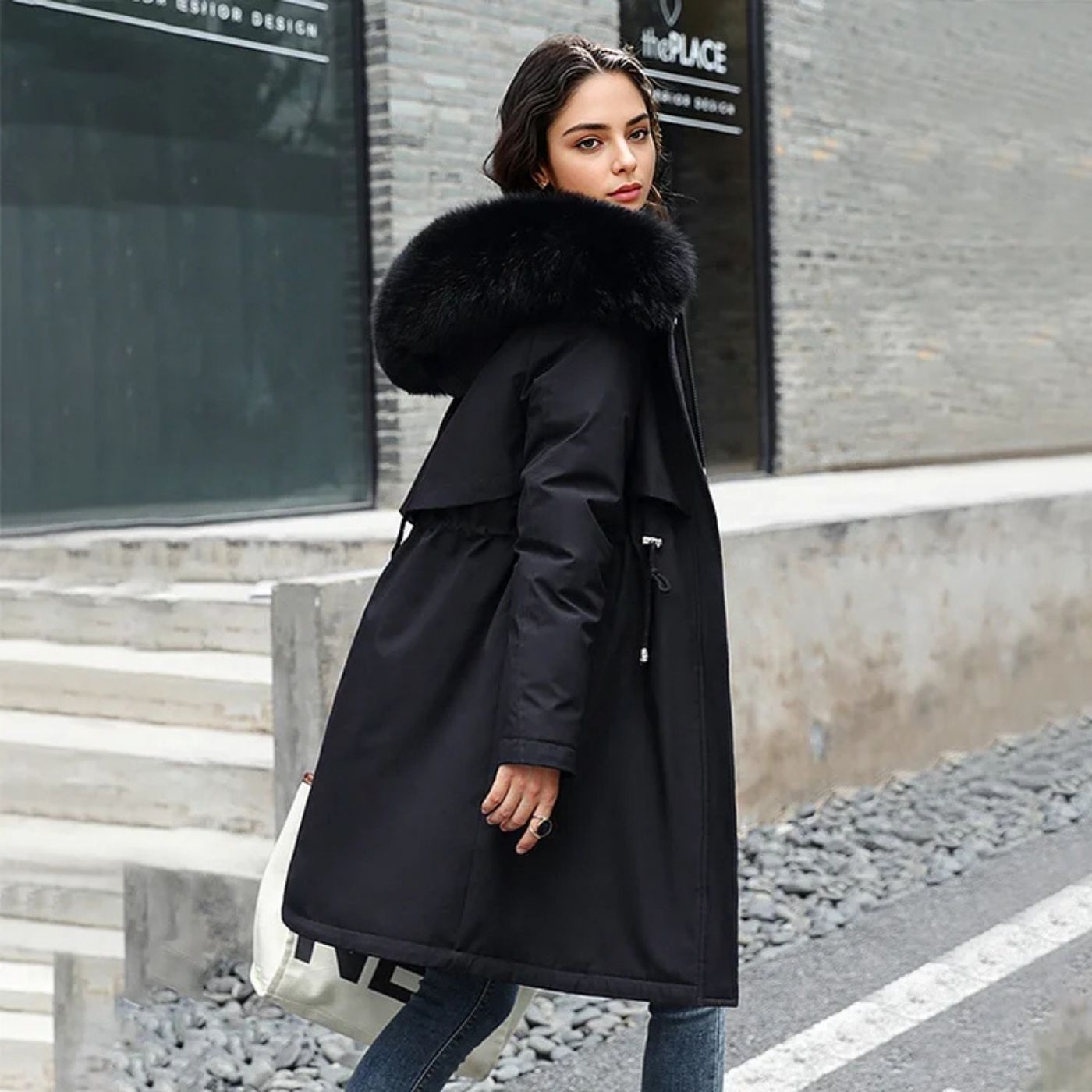 Gwen | Wintermantel mit Fellkapuze und Komfort