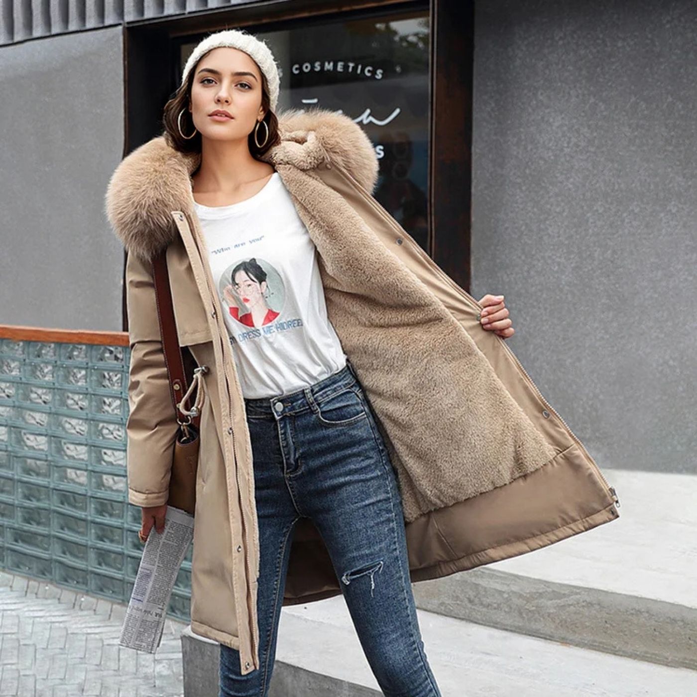 Gwen | Wintermantel mit Fellkapuze und Komfort