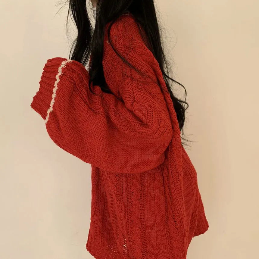 Eshlie | Übergroß Pullover im V-Ausschnitt-Stil