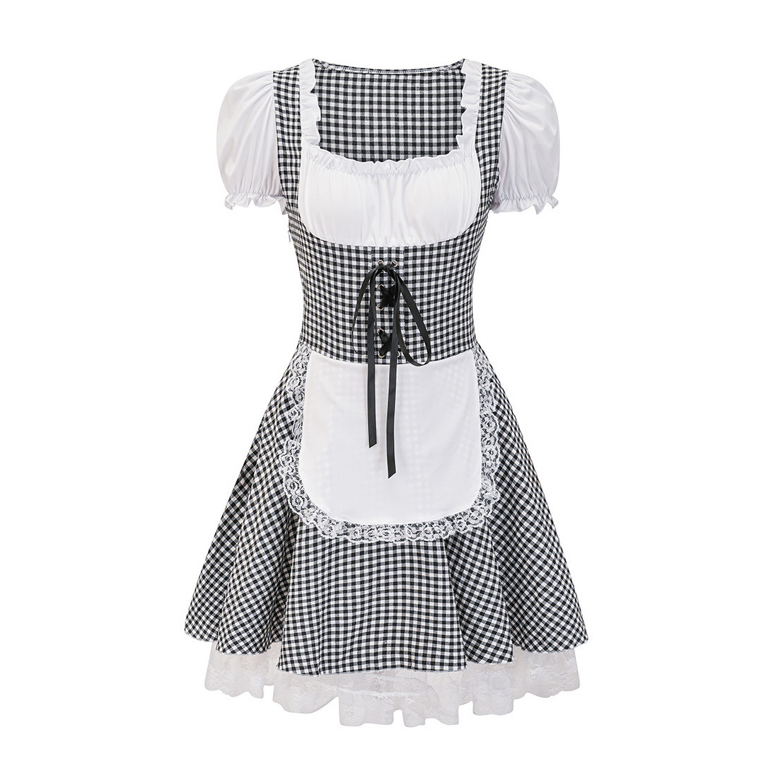 Oktoberfest Dirndl Style Plaid Dress for Women