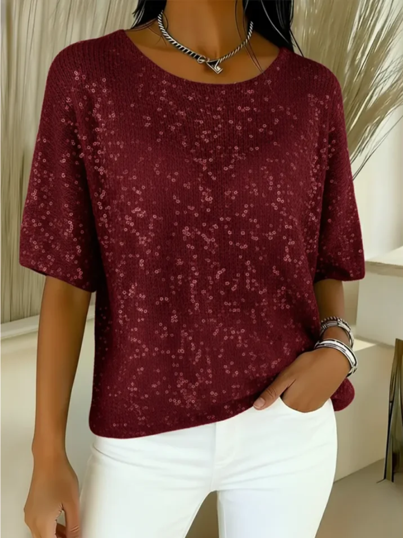 Borlay | Schimmerndes Kurzarm-Oberteil für besondere Anlässe