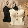 Gale | Tailliertes Strick-Crop-Top mit Trägern