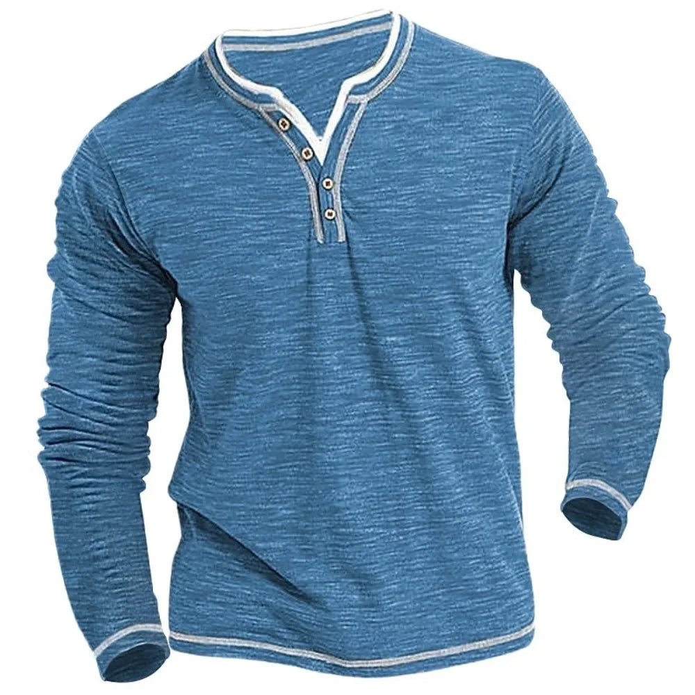 Andrew | Lange Mouw T-shirt met V-hals, stijlvol & comfortabel