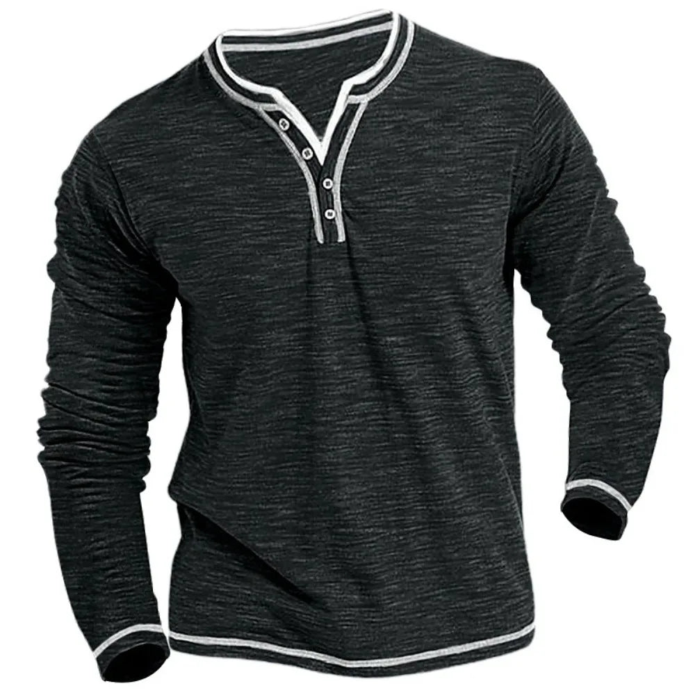 Andrew | Lange Mouw T-shirt met V-hals, stijlvol & comfortabel