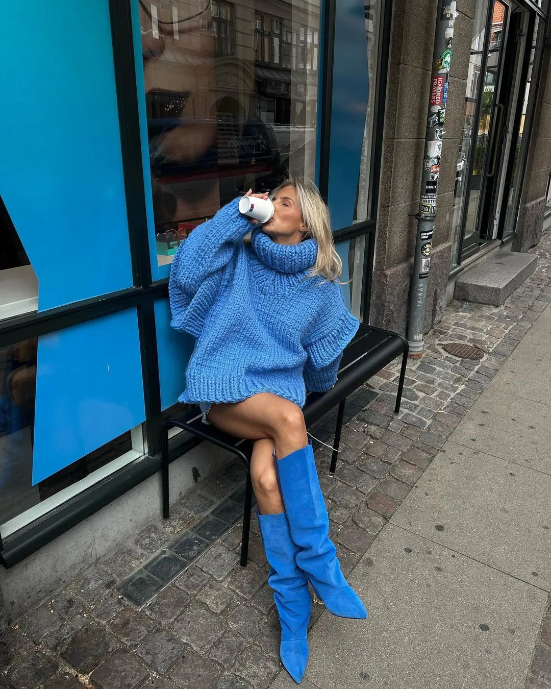 Enna | Übergroßes Strickkleid mit Rollkragen