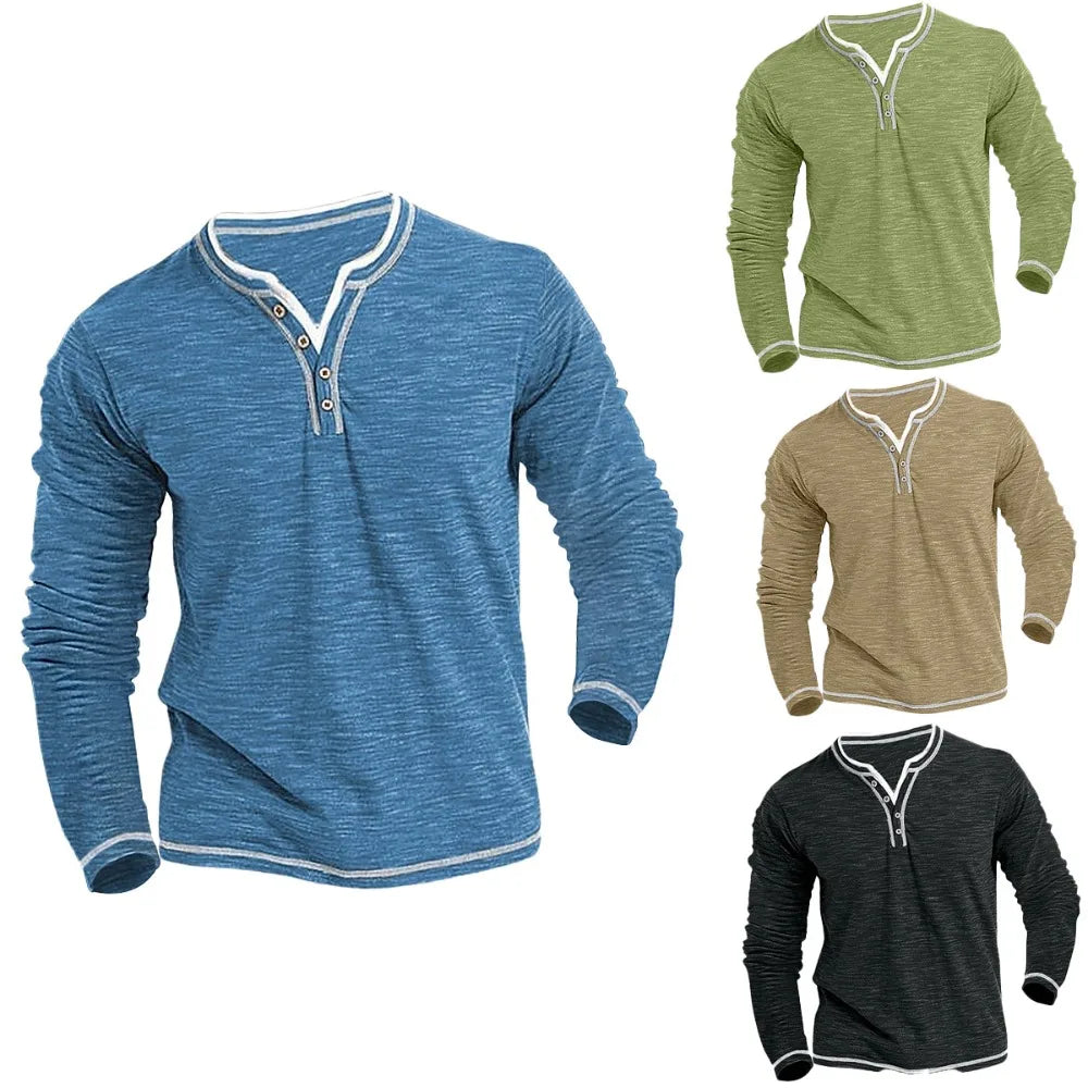 Andrew | Lange Mouw T-shirt met V-hals, stijlvol & comfortabel