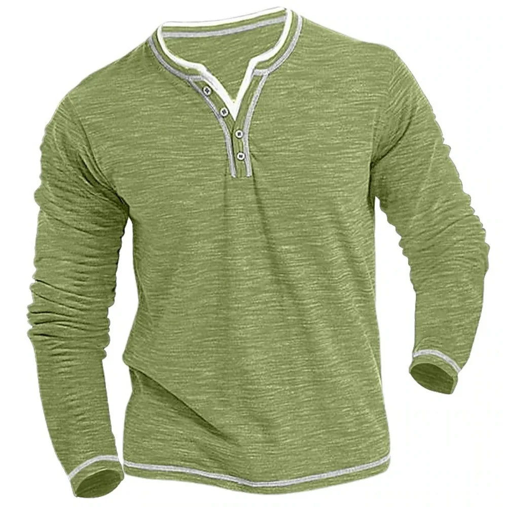 Andrew | Lange Mouw T-shirt met V-hals, stijlvol & comfortabel
