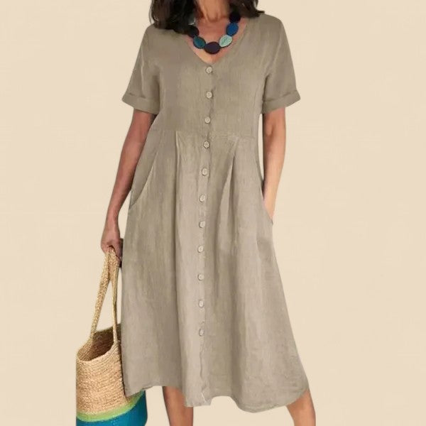 Oaey | Kleid mit Manschettenärmeln und Knopfleiste