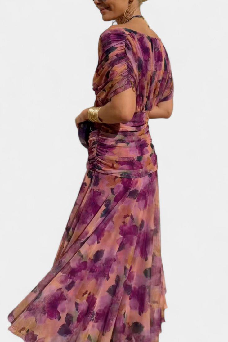 Evelyn | Elegantes Maxikleid mit floralen Details