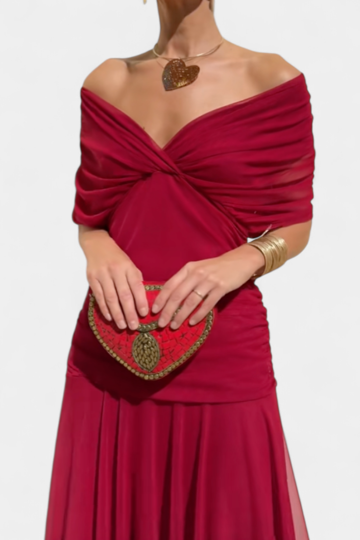 Evelyn | Elegantes Maxikleid mit floralen Details