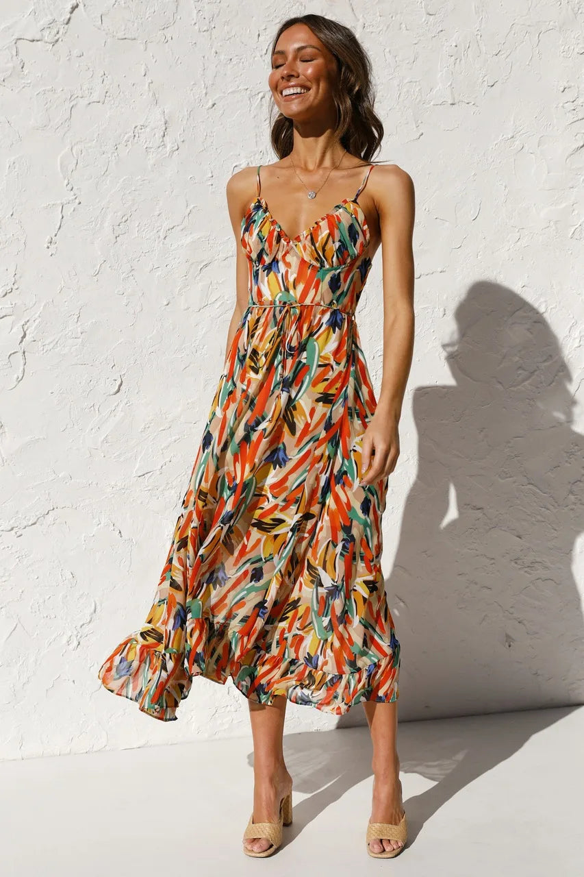 Ehra | Bunt bedrucktes Midikleid