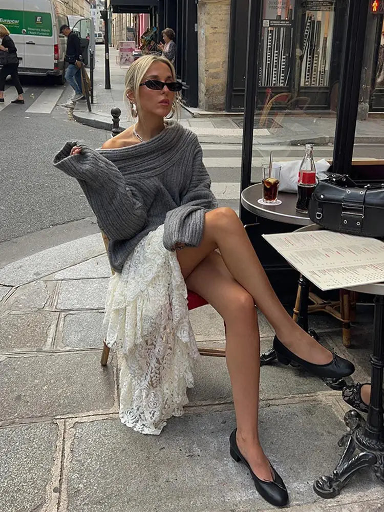 Seralie | Asymmetrischer Rollkragenpullover in Übergröße-Optik