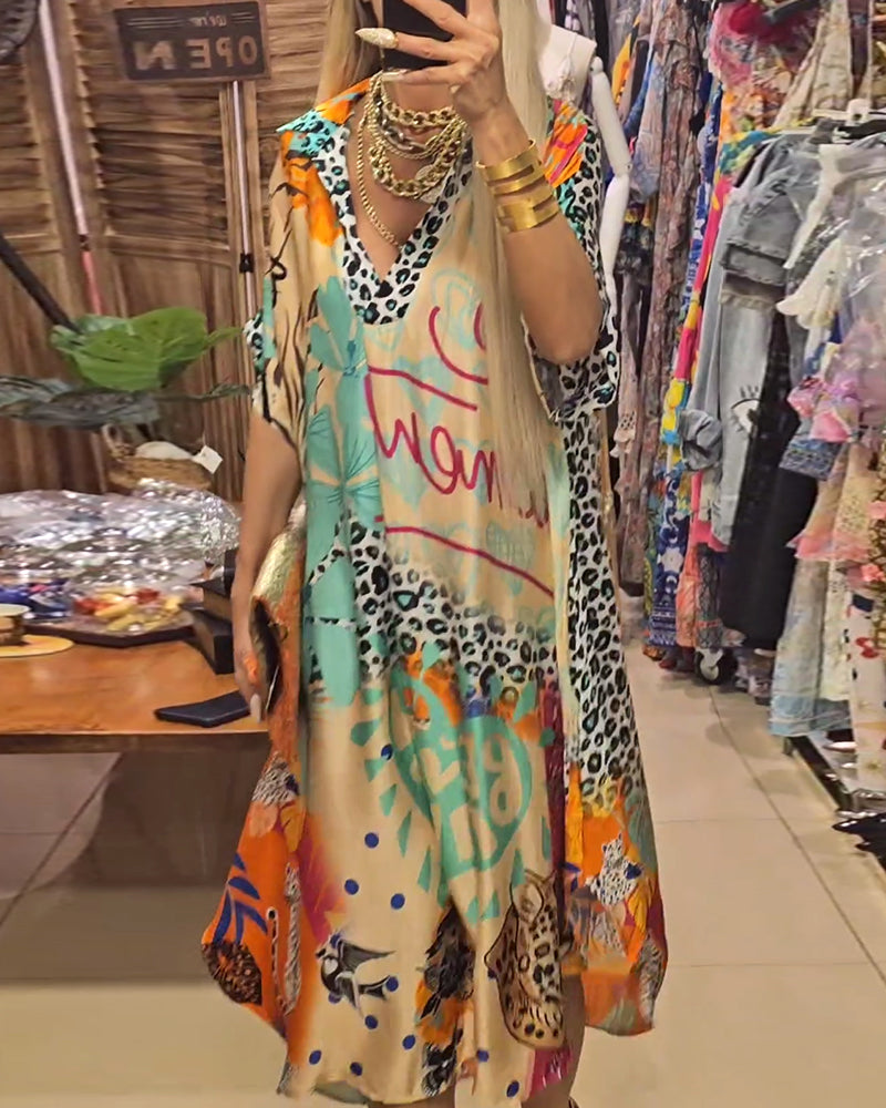 Mae | Bequemes Freizeitkleid mit tiefem V-Ausschnitt