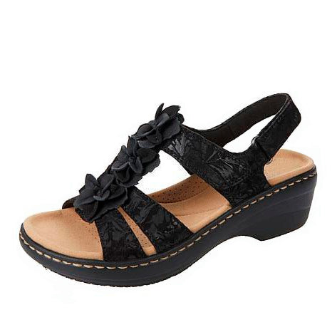 Jovi | Flache Damensandalen mit Rüschenblume