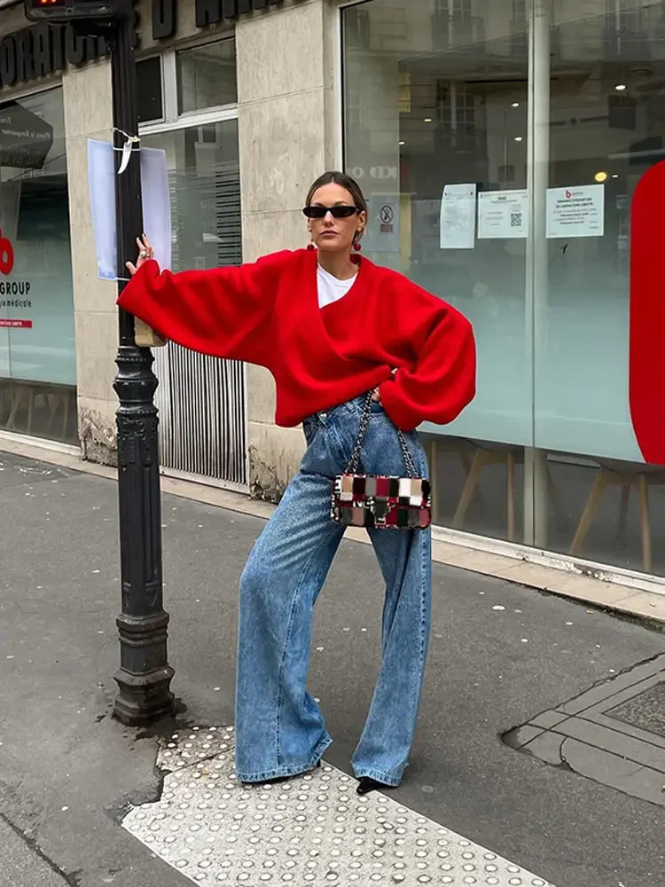 Christie | Lässiger V-Ausschnitt-Pullover Für Weihnachten