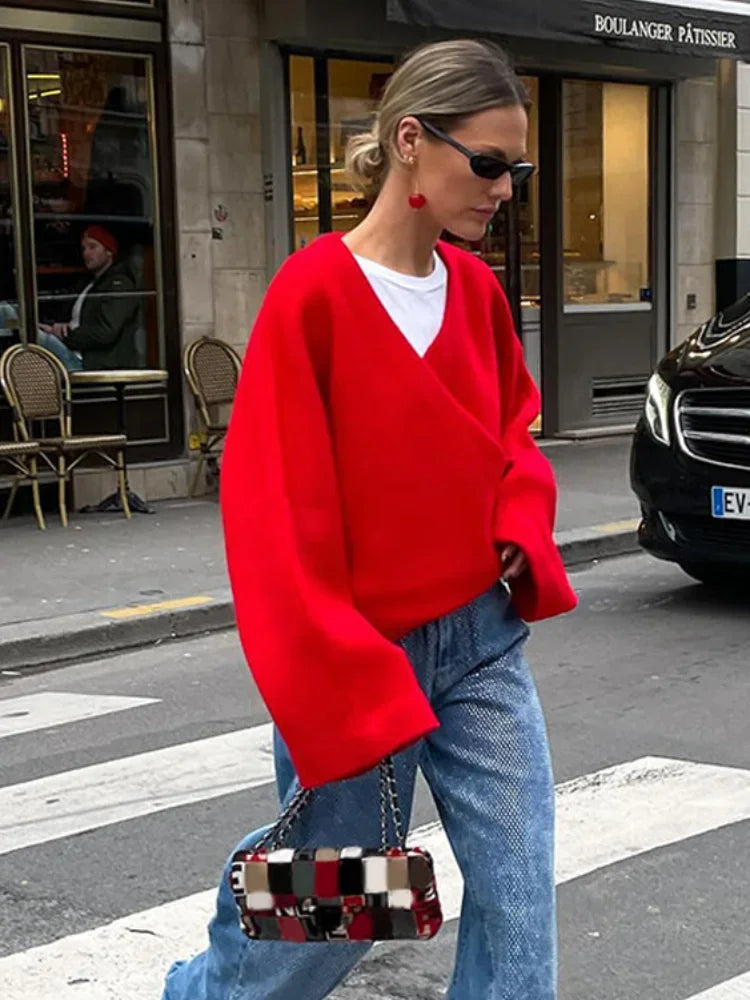 Christie | Lässiger V-Ausschnitt-Pullover Für Weihnachten