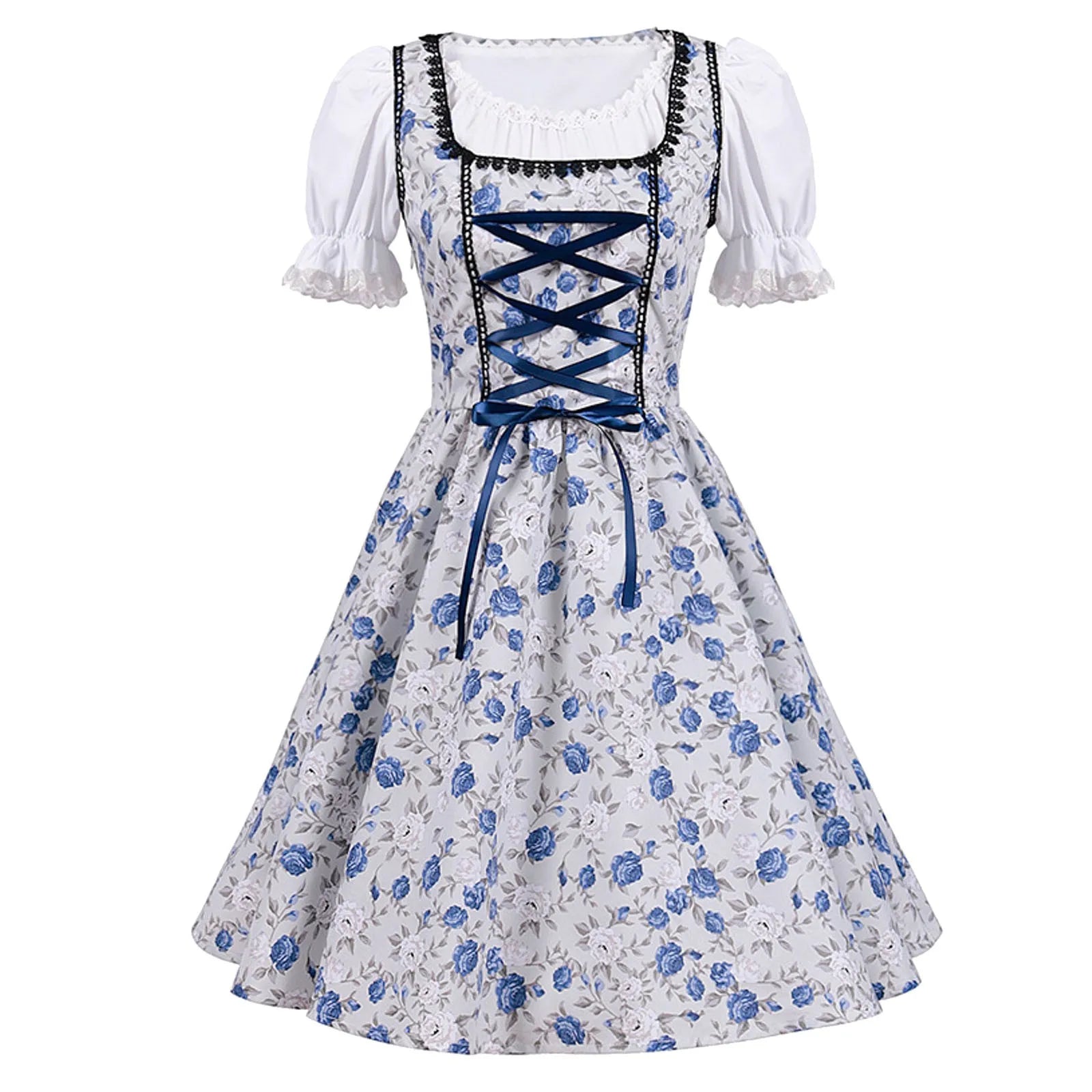 Blaues Damen-Dirndl im Traditionellen Oktoberfest-Stil