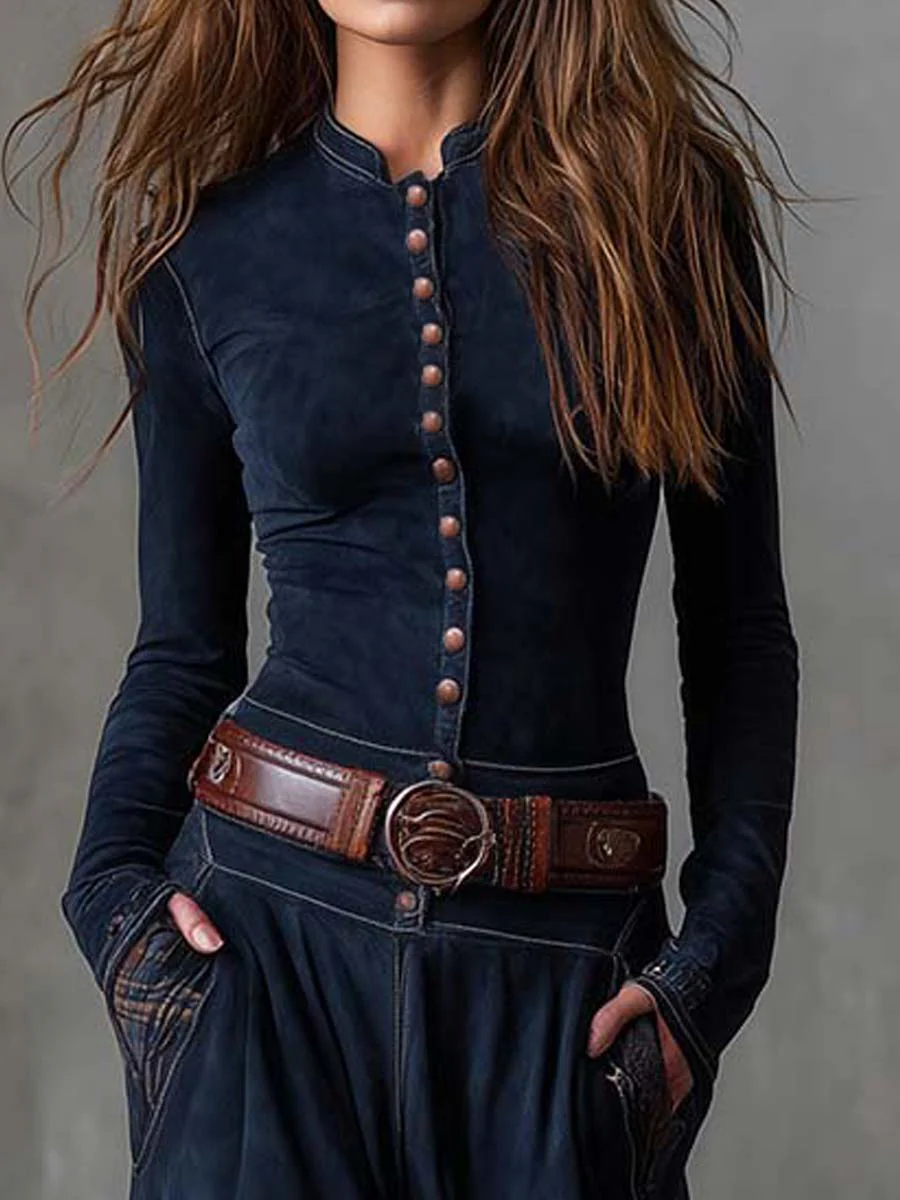 Rufiza | Figurbetontes Wildleder Maxikleid mit Gürtelakzent