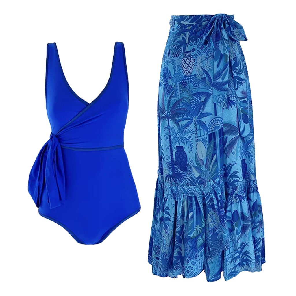 Regina | Bequemes Wende-Badeanzug-Set aus Einteiler und Sarong