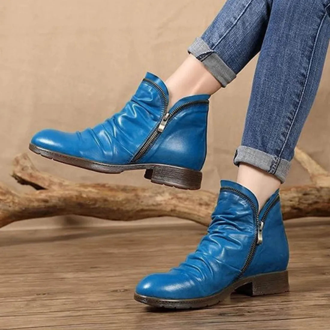 Lornia | Damenstiefel mit doppeltem Reißverschluss