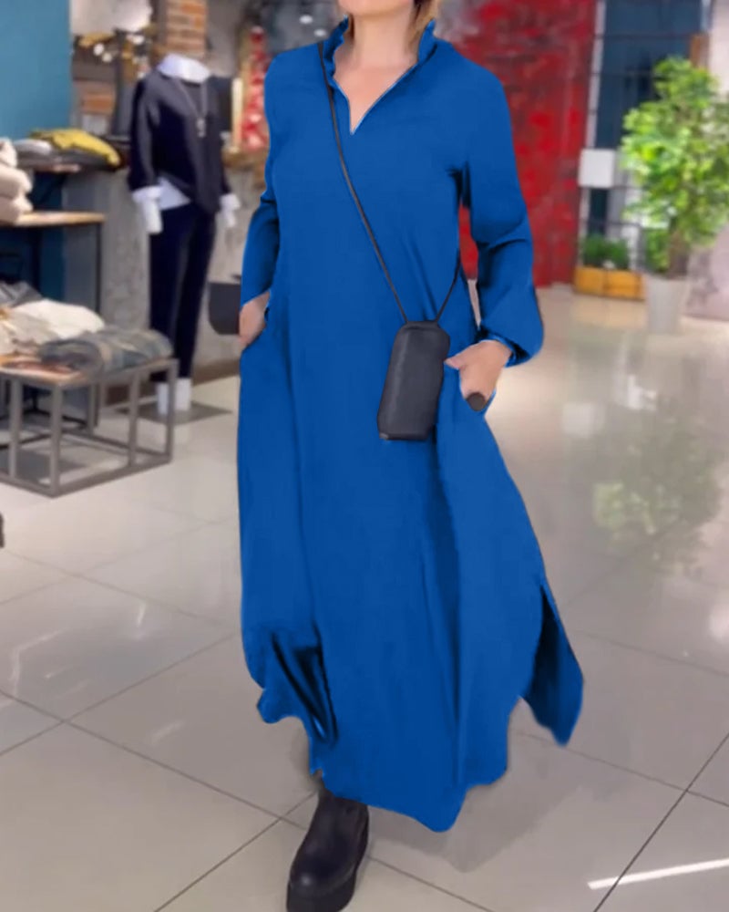 Uzila | Langes, lockeres Kleid mit Schlitz